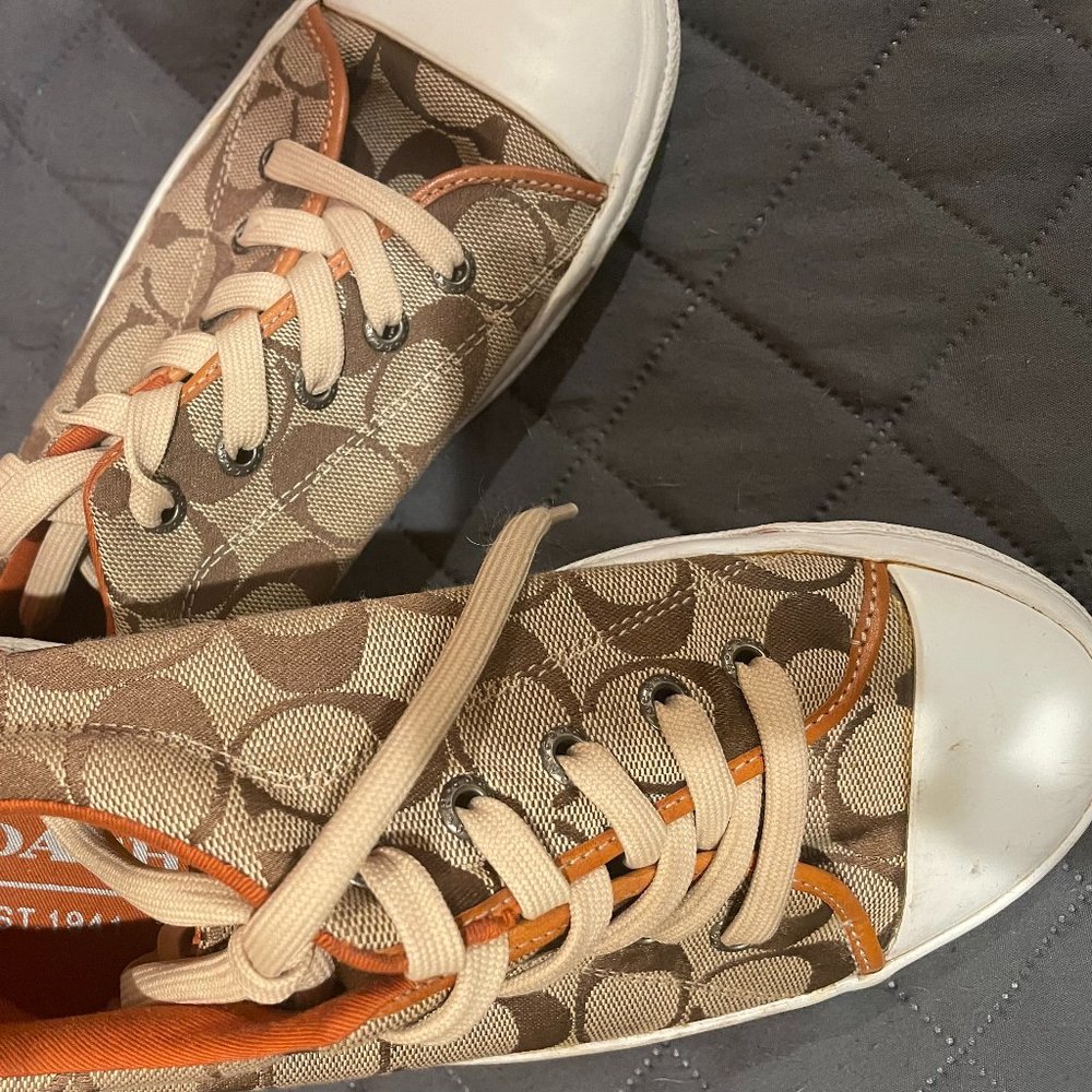 Coach Shoes | Women's Coach Sneakers | Color: Brown/White | Size: 9.5 |